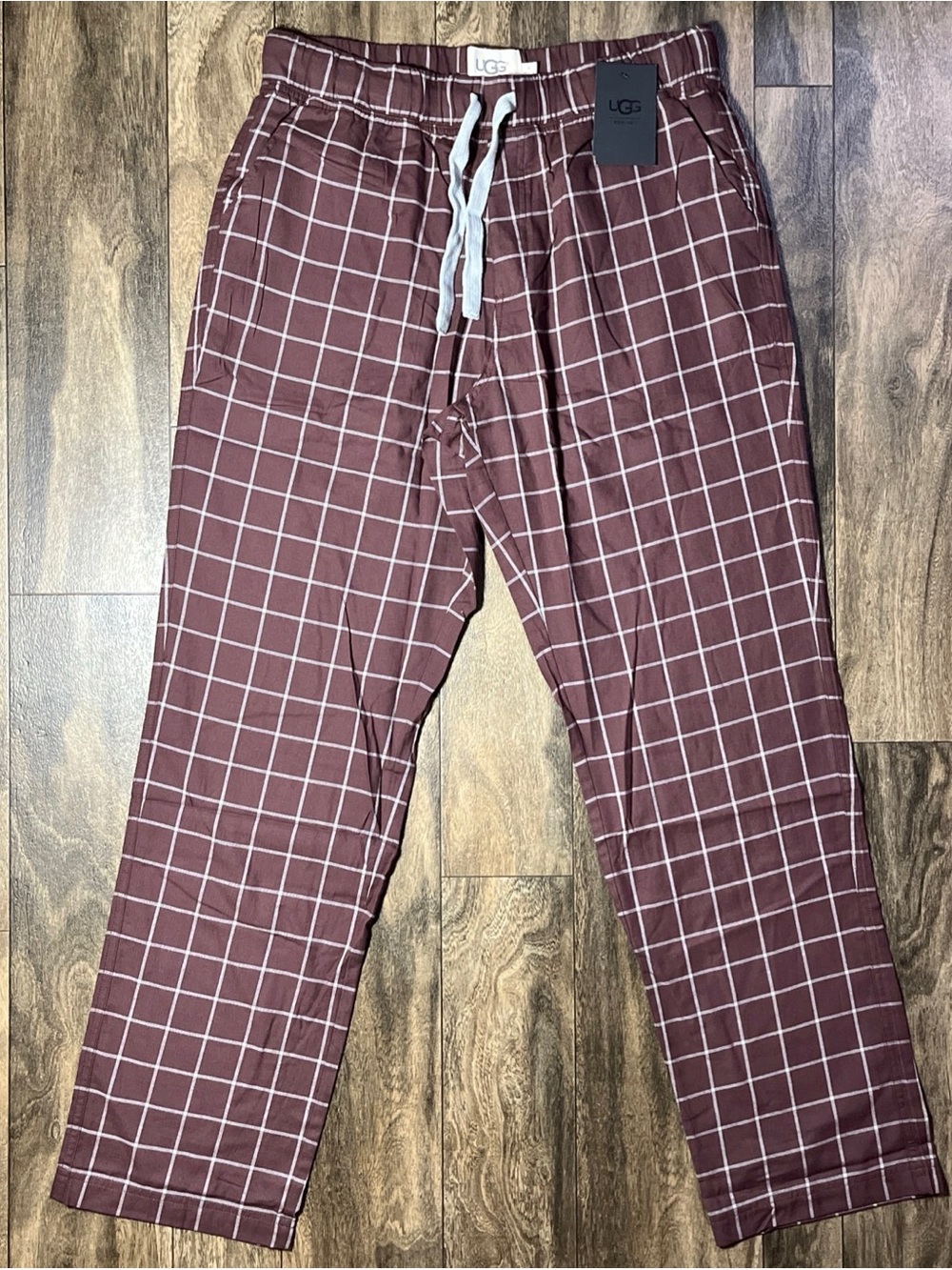 UGG Flynn Check Sleepwear Pants Men’s XL Port Red Plaid NWT 100% Cotton Lounge